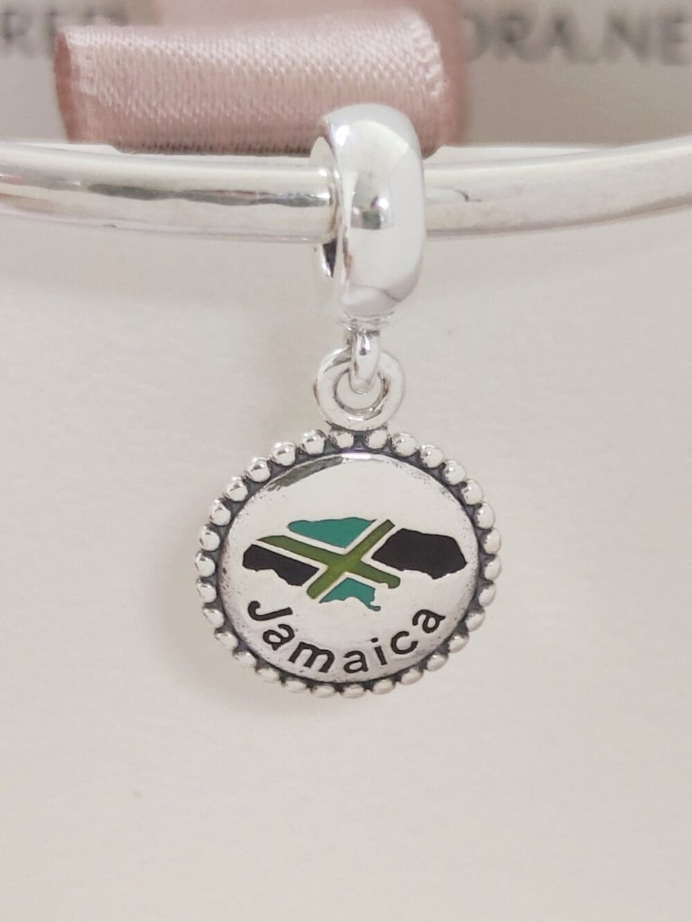 Pandora Jamaican Country Map Flag Exclusive Dangle Charm S925 Silver with box